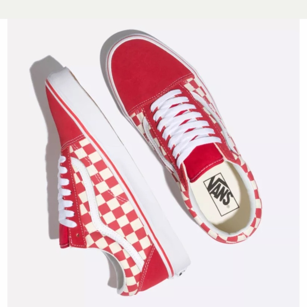 Checkered Red Lace Up Vans🏁🏁